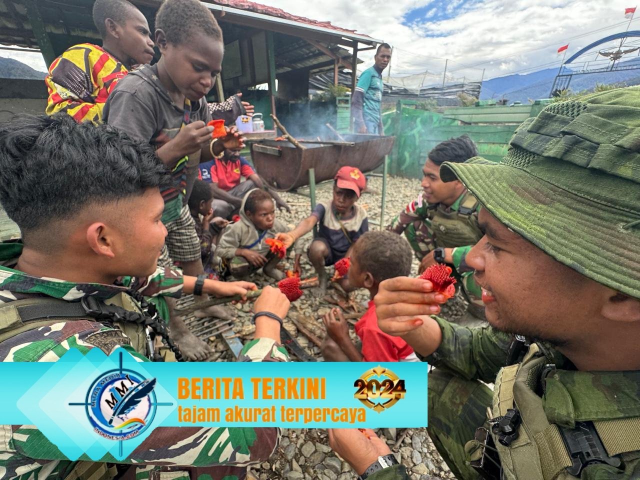 Satgas Yonif 509 Kostrad Belajar Mengolah Buah Merah dan Makan Bersama Masyarakat Intan Jaya, Papua