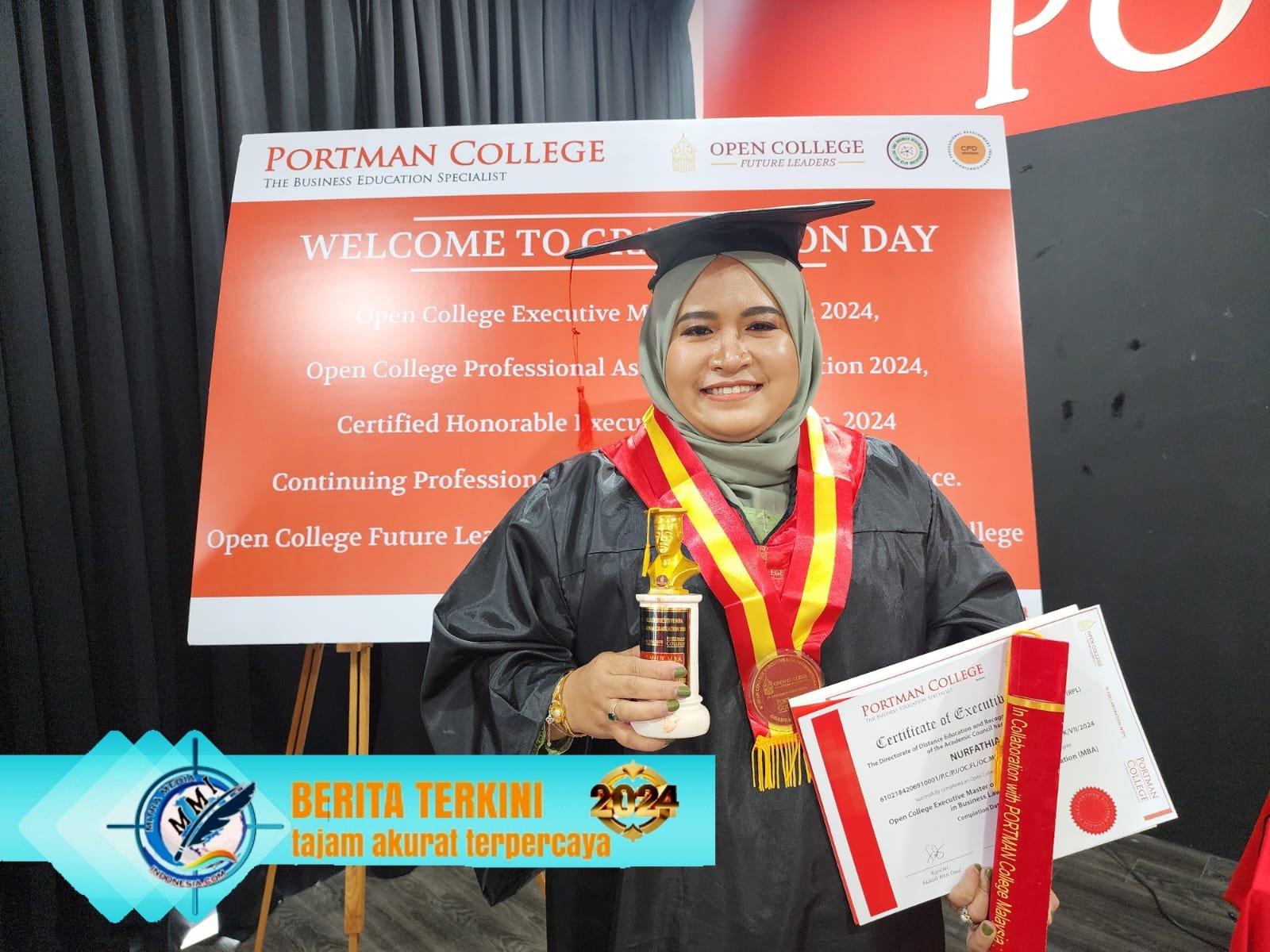 Seorang Perempuan Desa Mendapatkan predikat gelar  (sangat istimewa) di PORTMAN COLLEGE Business Education Malaysia