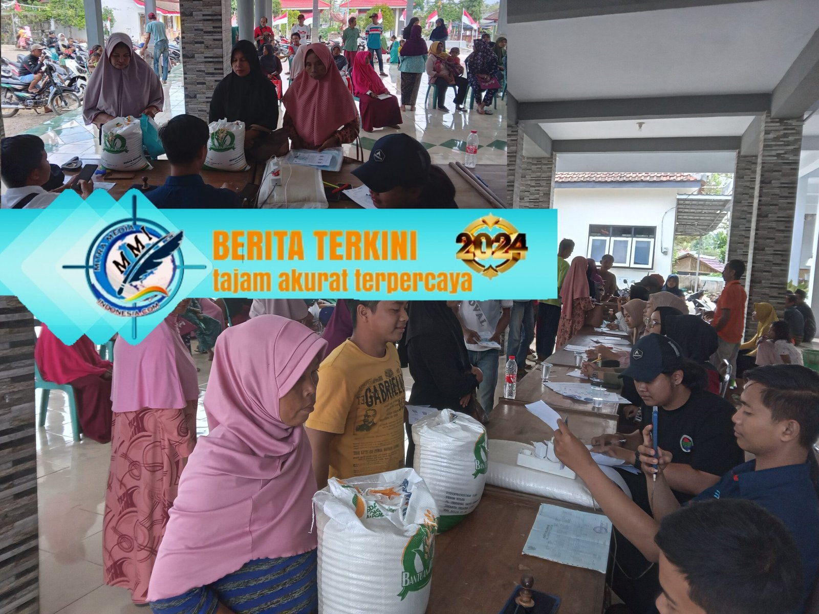 Kegiatan pembagian bantuan pangan pemerintah di desa sumber lesung kecamatan ledokombo