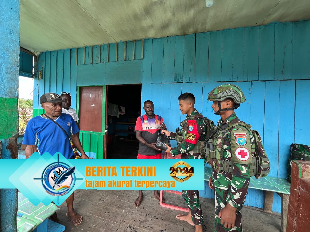 Lebih Dekat Dengan Masyarakat, Satgas RI-PNG Yonif 641/Bru Beri Bantuan Sembako ke Warga Binaan