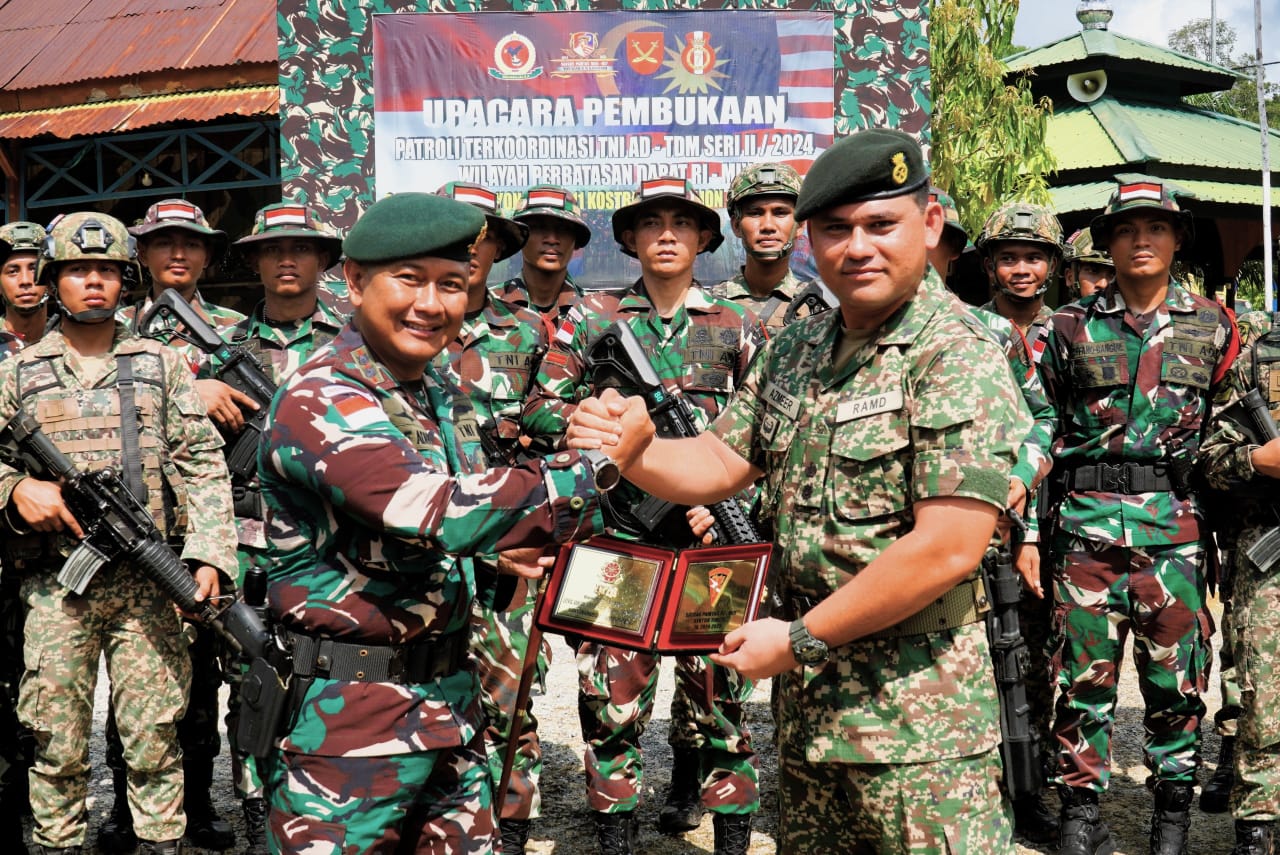 Satgas Pamtas Yonarmed 11 Kostrad Gelar Upacara Pembukaan Patroli Terkoordinasi Seri II RI-Malaysia Tahun 2024