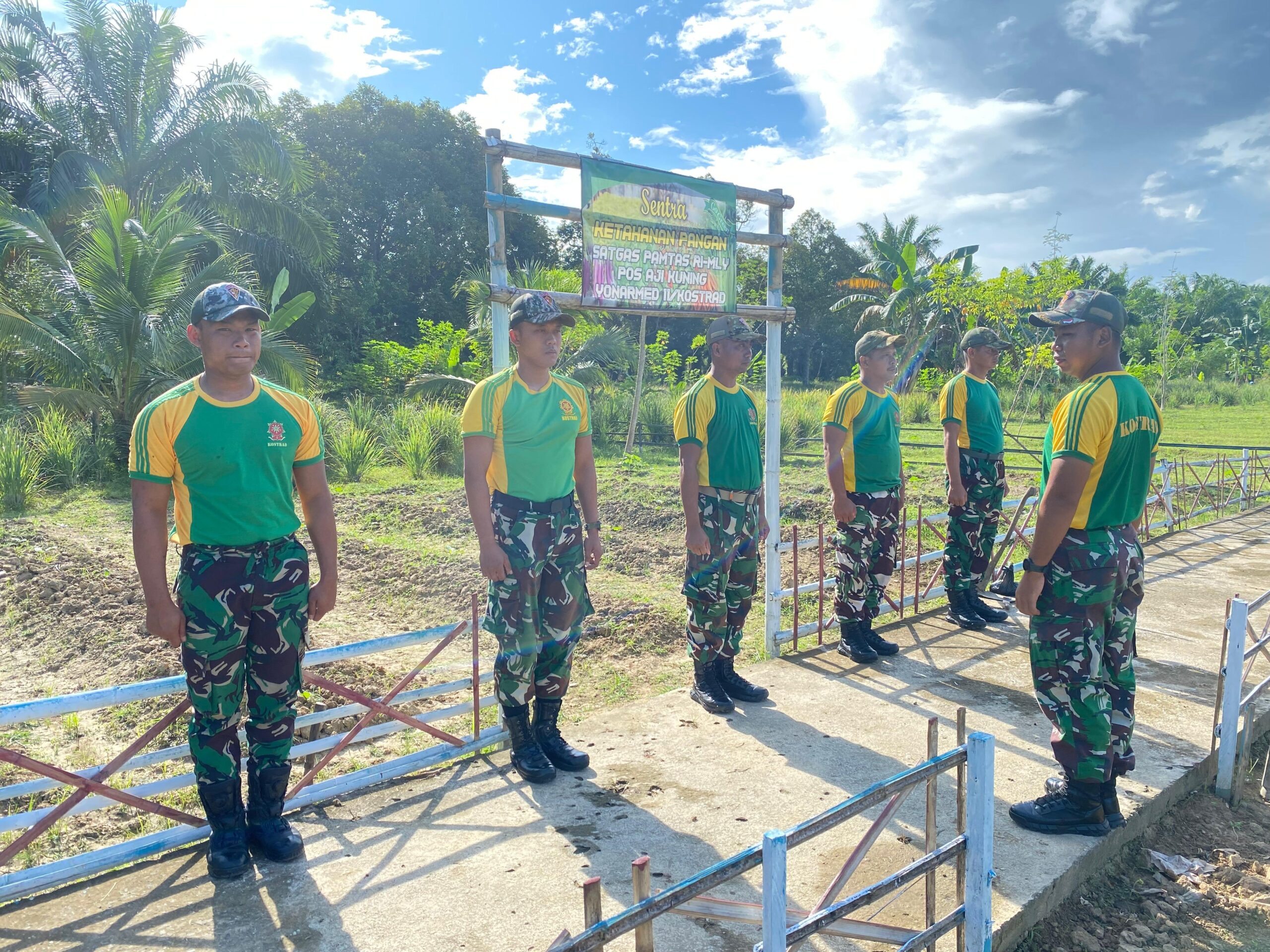 Ciptakan Ketahanan Pangan, Satgas Pamtas Yonarmed 11 Kostrad Tanam Sayur di Sekitar Pos