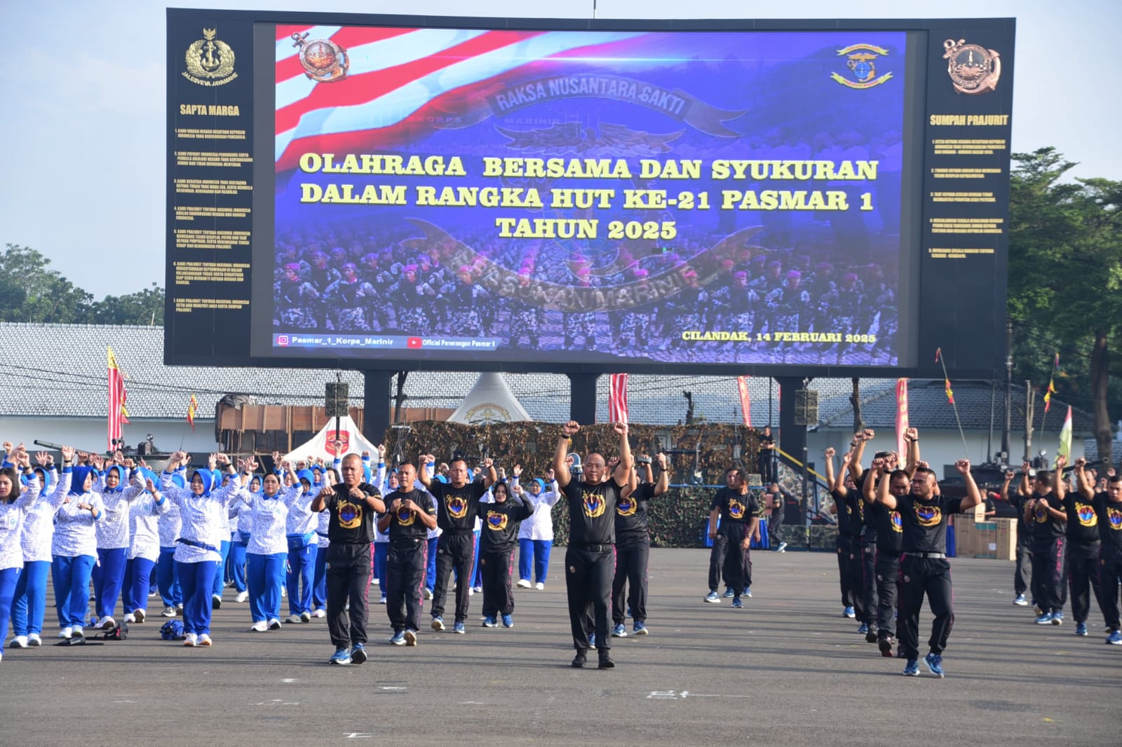 Puncak Peringatan HUT Ke-21 Pasmar 1 Diisi Dengan Acara Olahraga Bersama Dan Syukuran