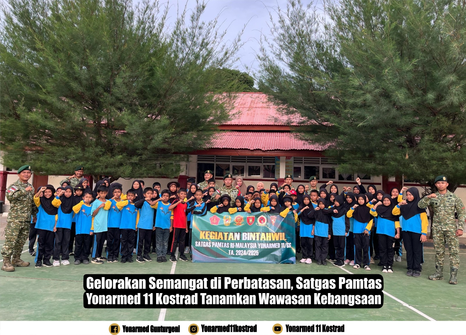 Gelorakan Semangat di Perbatasan, Satgas Pamtas Yonarmed 11 Kostrad Tanamkan Wawasan Kebangsaan